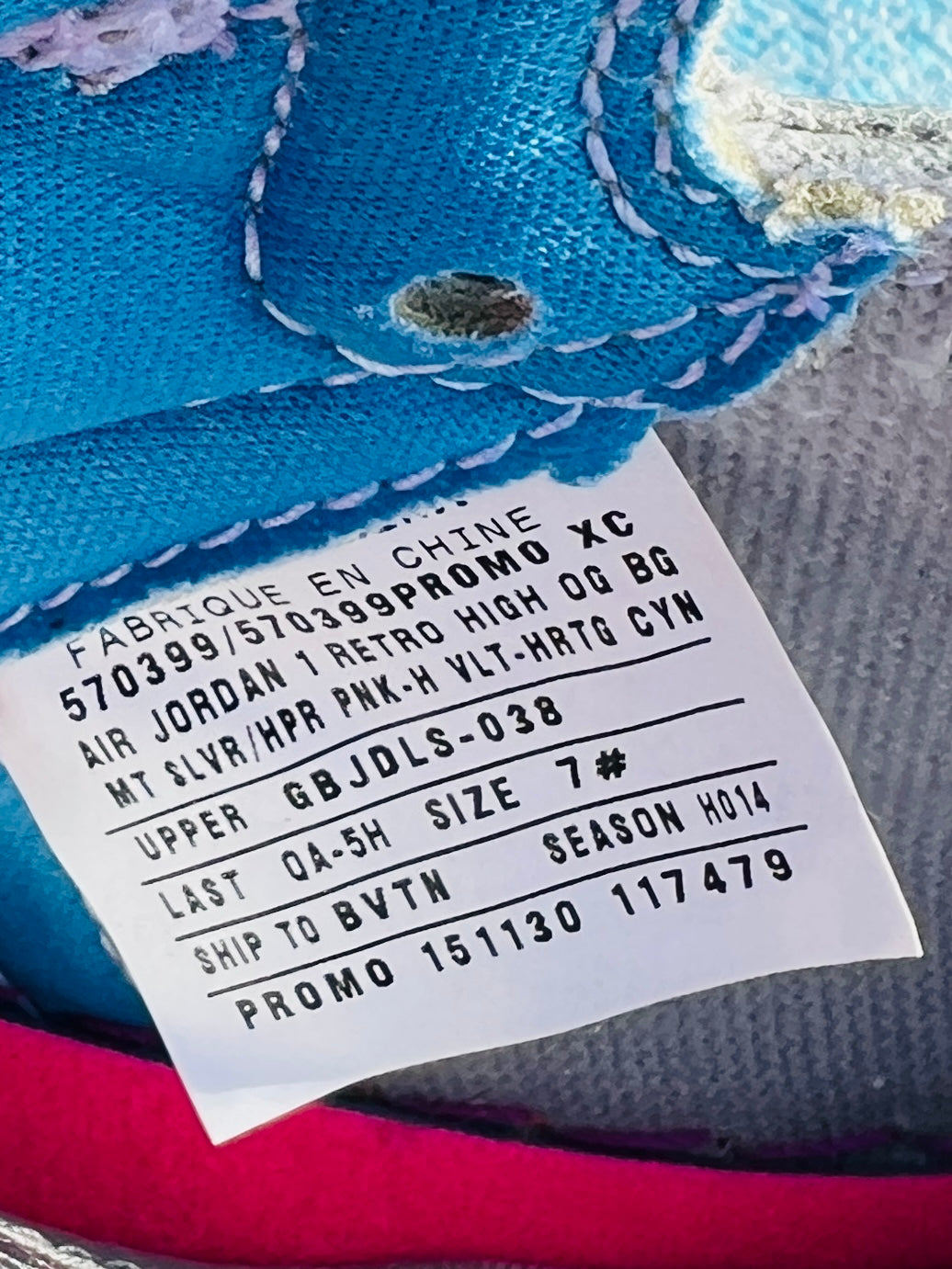 Jordan 1 Retro Hi OG Nicki Minaj SAMPLE Unreleased - 7W/5.5M (570399 PROMO)