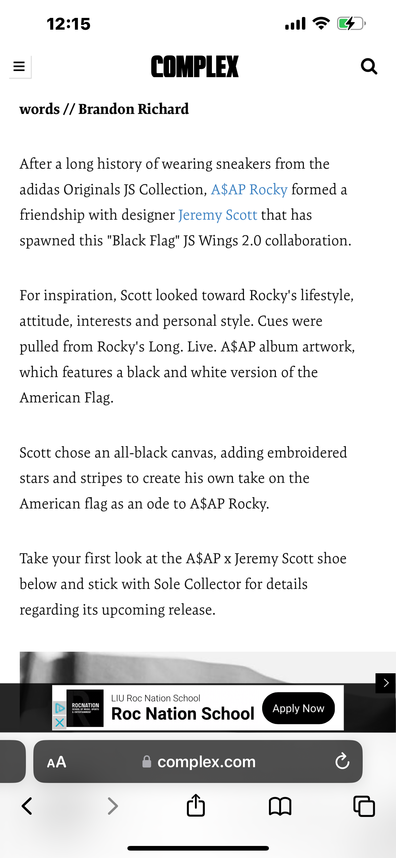 2013 A$AP Rocky Black Flag x Adidas JS Wings - 8M/9.5W (D65206)